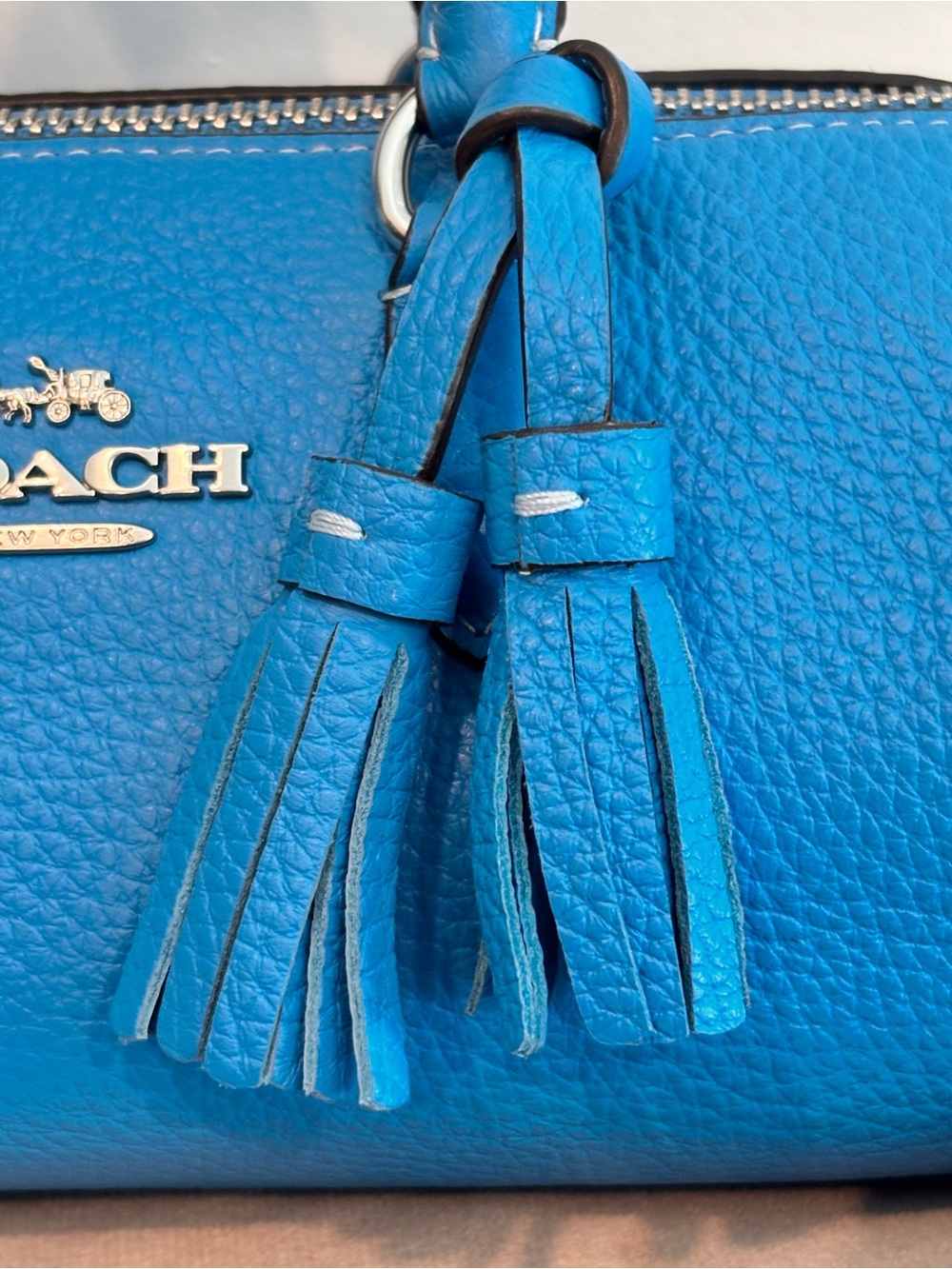 COACH Lacey “Electric Blue" Pebbled Leather Mini Crossbody Bag $398+ - Picture 3 of 16